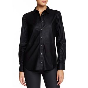 EQUIPMENT Audrey Leather Shirt w/ Silk Back Sz S